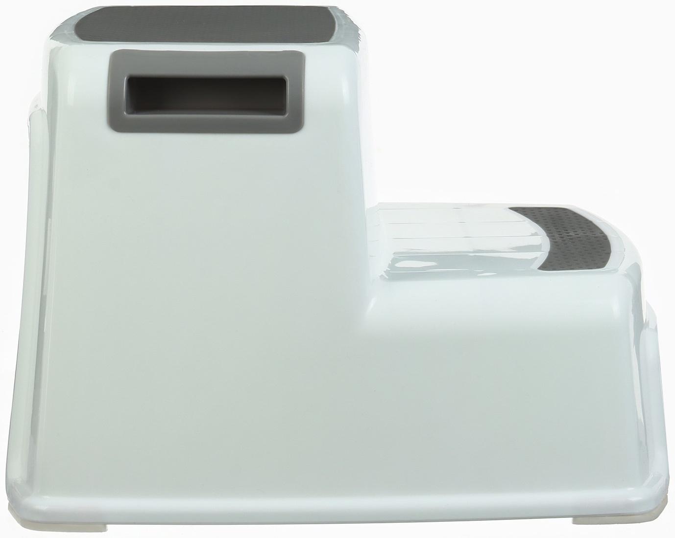 Табурет - подставка детский с прорезинеными ступеньками, 36х33х25см, цвет белый/серый