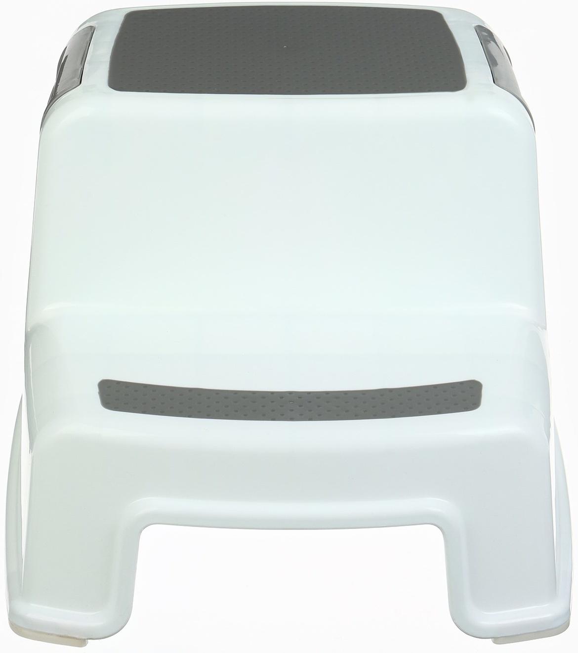 Табурет - подставка детский с прорезинеными ступеньками, 36х33х25см, цвет белый/серый