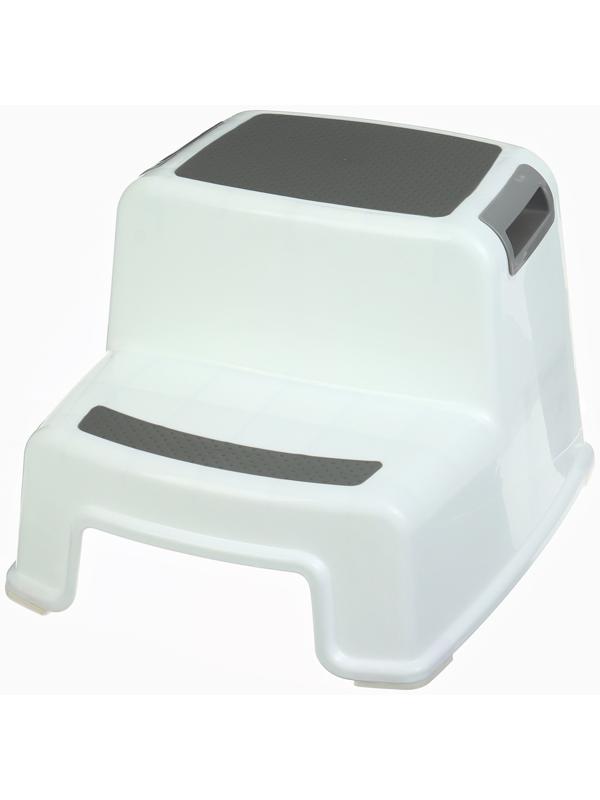 Табурет - подставка детский с прорезинеными ступеньками, 36х33х25см, цвет белый/серый