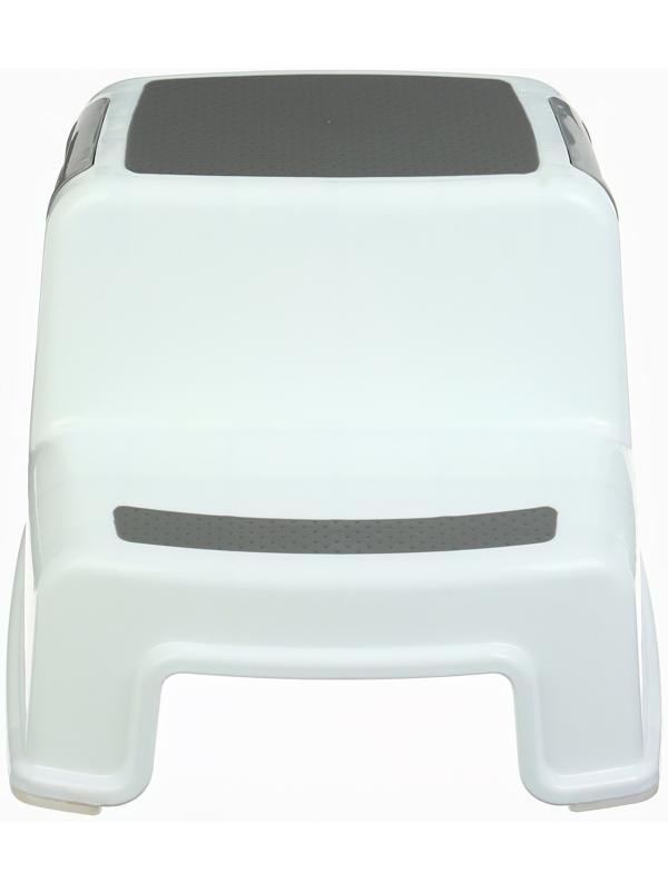 Табурет - подставка детский с прорезинеными ступеньками, 36х33х25см, цвет белый/серый