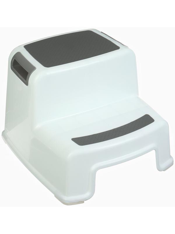 Табурет - подставка детский с прорезинеными ступеньками, 36х33х25см, цвет белый/серый
