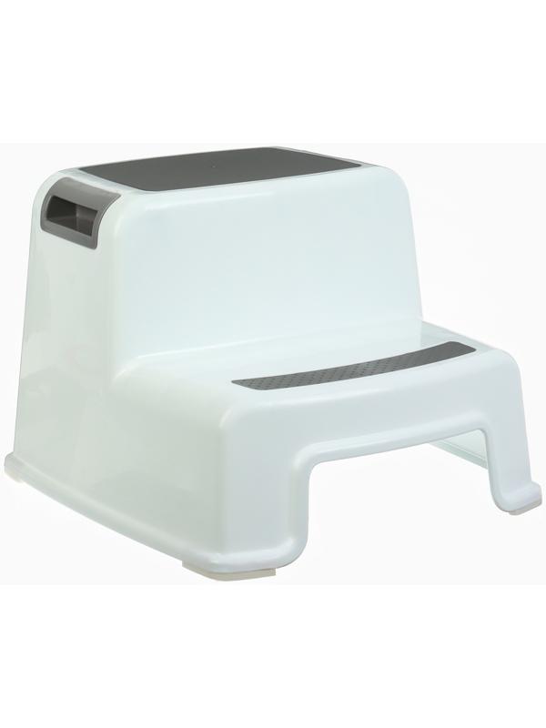 Табурет - подставка детский с прорезинеными ступеньками, 36х33х25см, цвет белый/серый