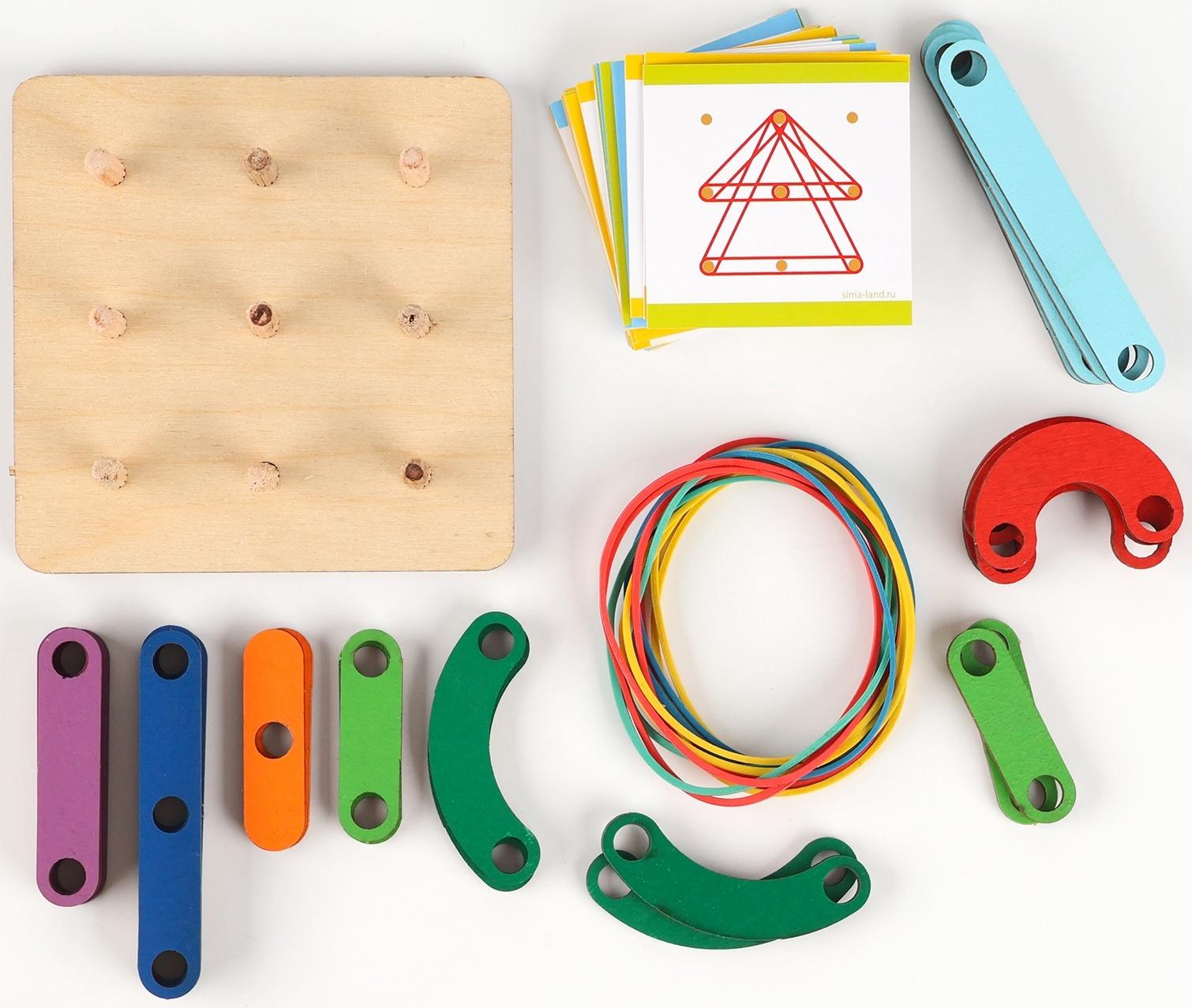Геоборд с деревянными деталями и заданиями «Математический планшет»