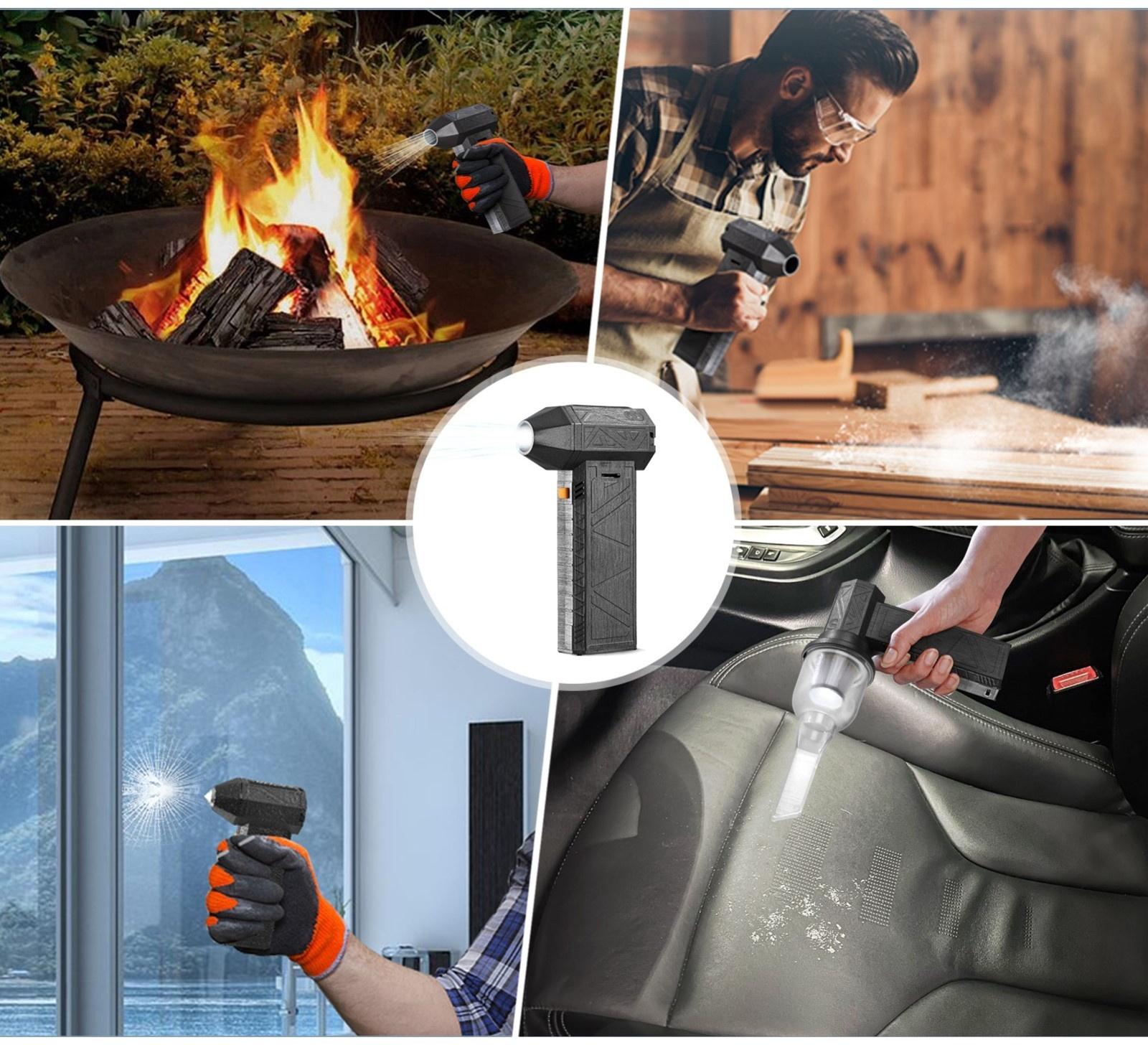 Воздуходувка - пылесос, аккумуляторная, портативная LOF-07, 130 000 об/мин, 50 м/с, 4 000 мАч, Type-C, чёрная