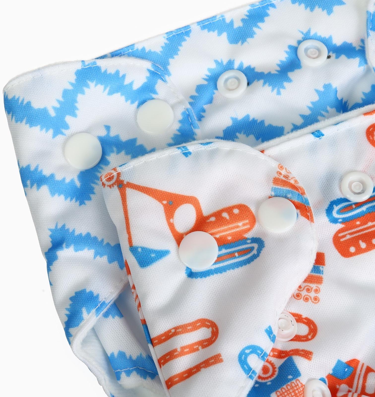 Набор многоразовых подгузников Крошка Я «Машинки», 3-8 кг, белый/голубой, 2 шт.