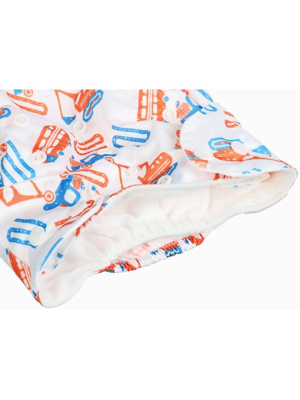 Набор многоразовых подгузников Крошка Я «Машинки», 3-8 кг, белый/голубой, 2 шт.