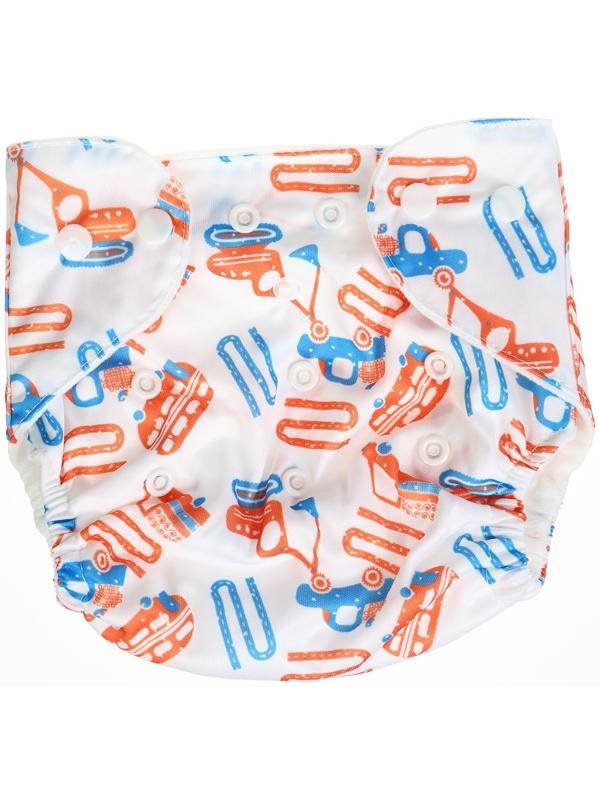 Набор многоразовых подгузников Крошка Я «Машинки», 3-8 кг, белый/голубой, 2 шт.