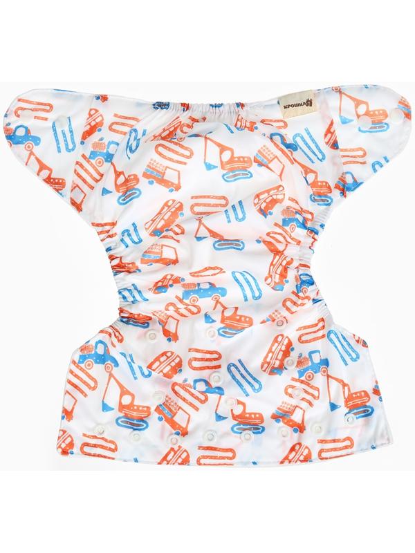 Набор многоразовых подгузников Крошка Я «Машинки», 3-8 кг, белый/голубой, 2 шт.