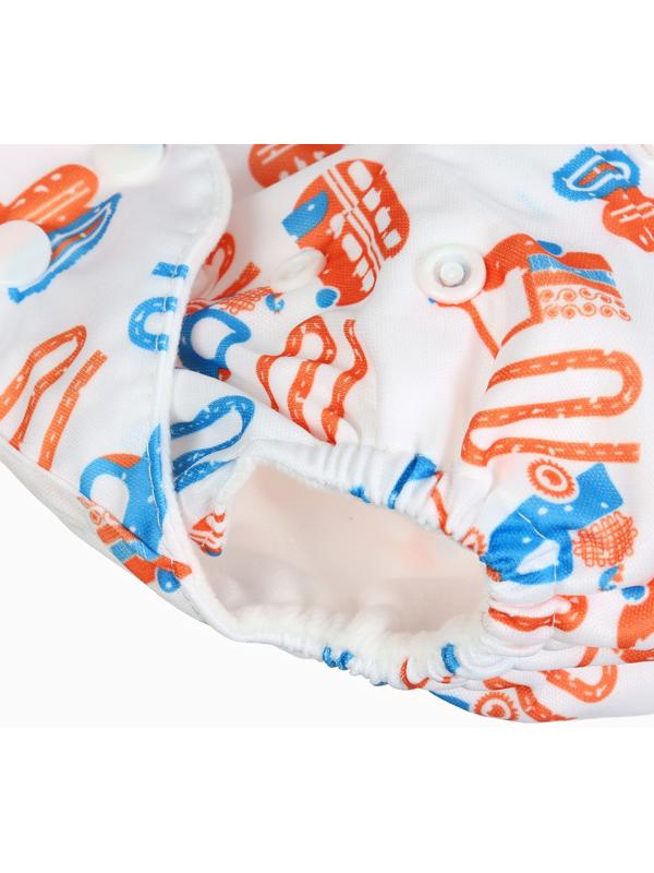 Набор многоразовых подгузников Крошка Я «Машинки», 3-8 кг, белый/голубой, 2 шт.