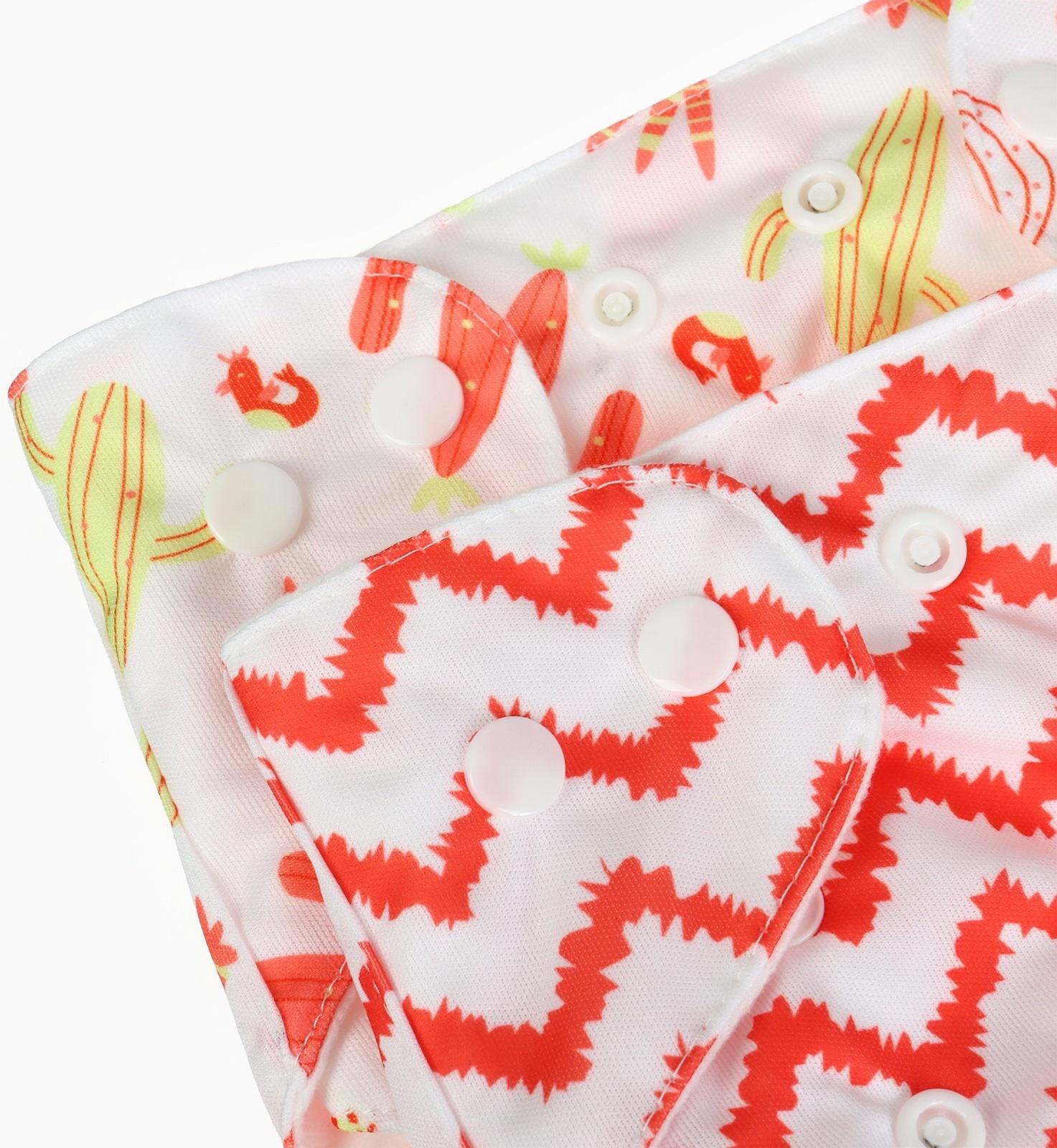 Набор многоразовых подгузников Крошка Я «Кактусы», 3-8 кг, белый/красный, 2 шт.