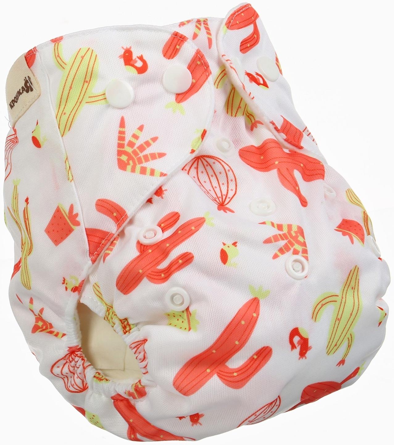 Набор многоразовых подгузников Крошка Я «Кактусы», 3-8 кг, белый/красный, 2 шт.
