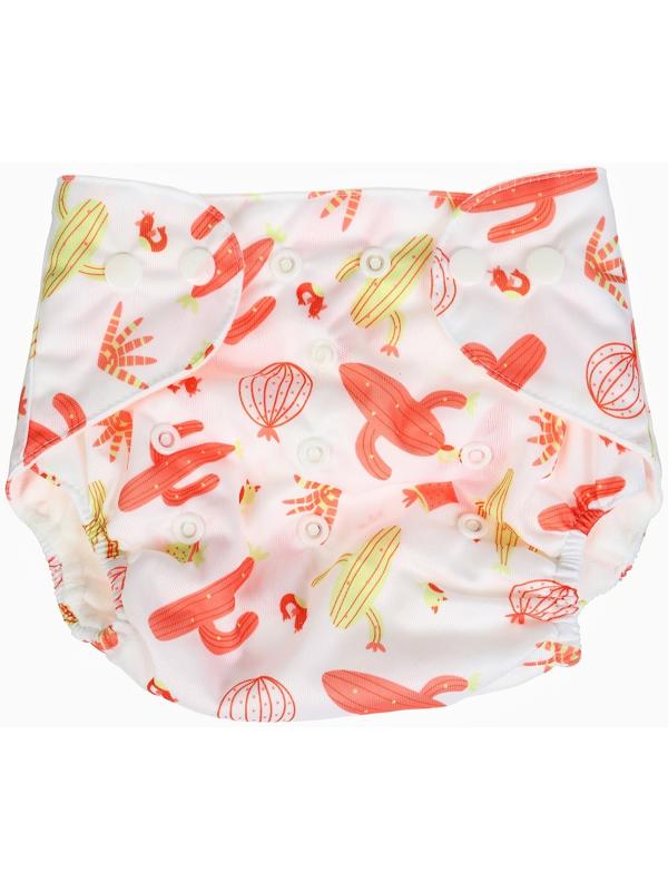 Набор многоразовых подгузников Крошка Я «Кактусы», 3-8 кг, белый/красный, 2 шт.