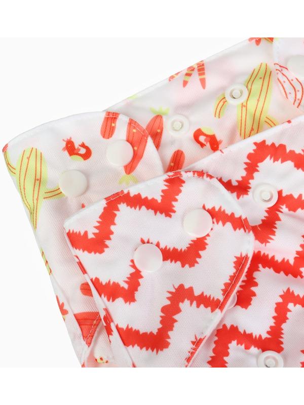 Набор многоразовых подгузников Крошка Я «Кактусы», 3-8 кг, белый/красный, 2 шт.