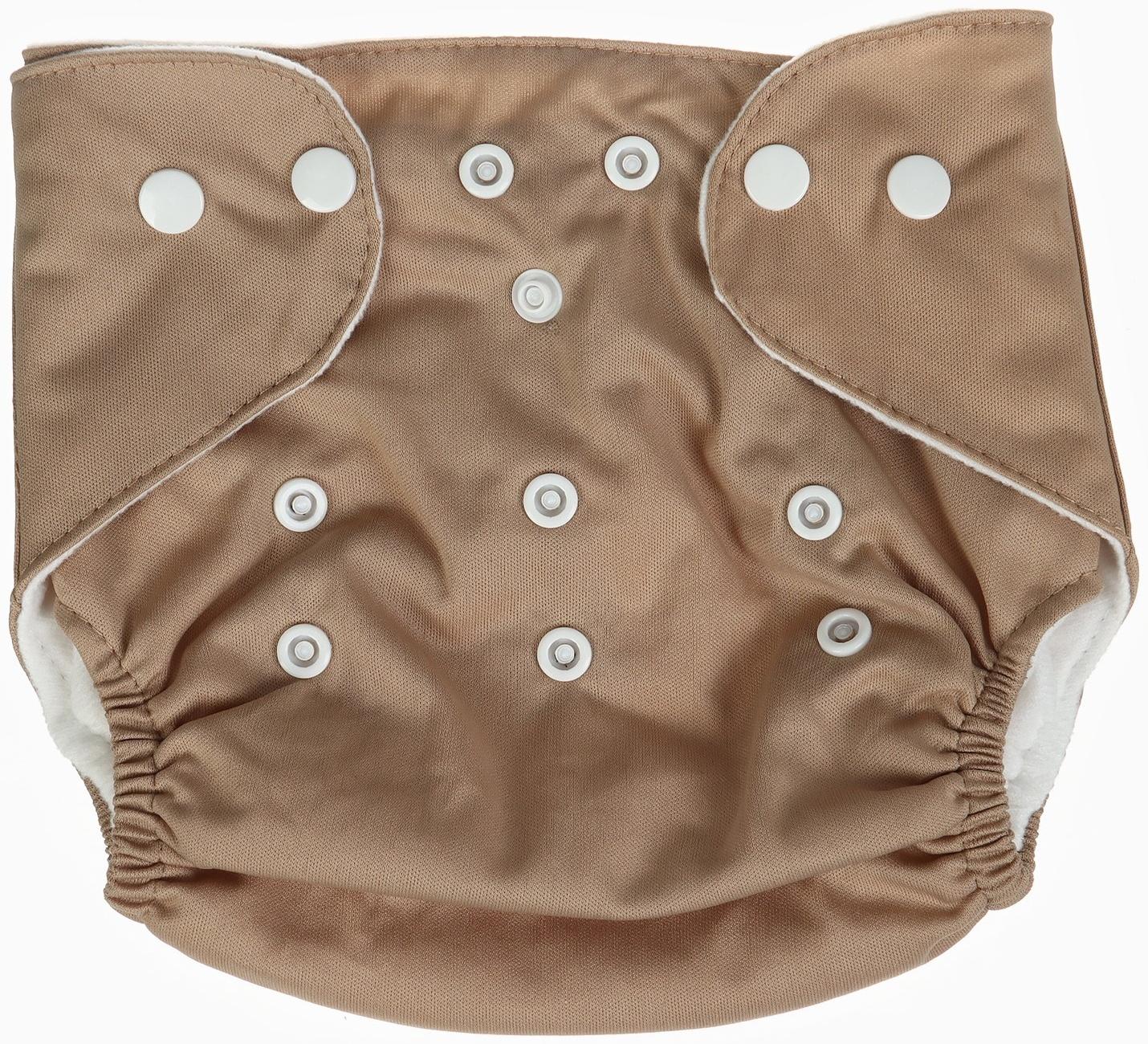 Набор многоразовых подгузников Крошка Я «Листья», 3-8 кг, белый, коричневый, 2 шт.