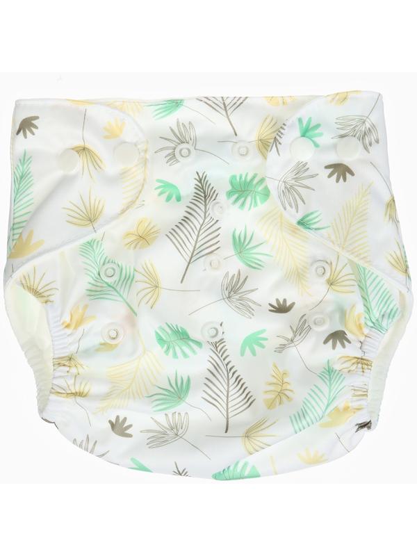 Набор многоразовых подгузников Крошка Я «Листья», 3-8 кг, белый, коричневый, 2 шт.
