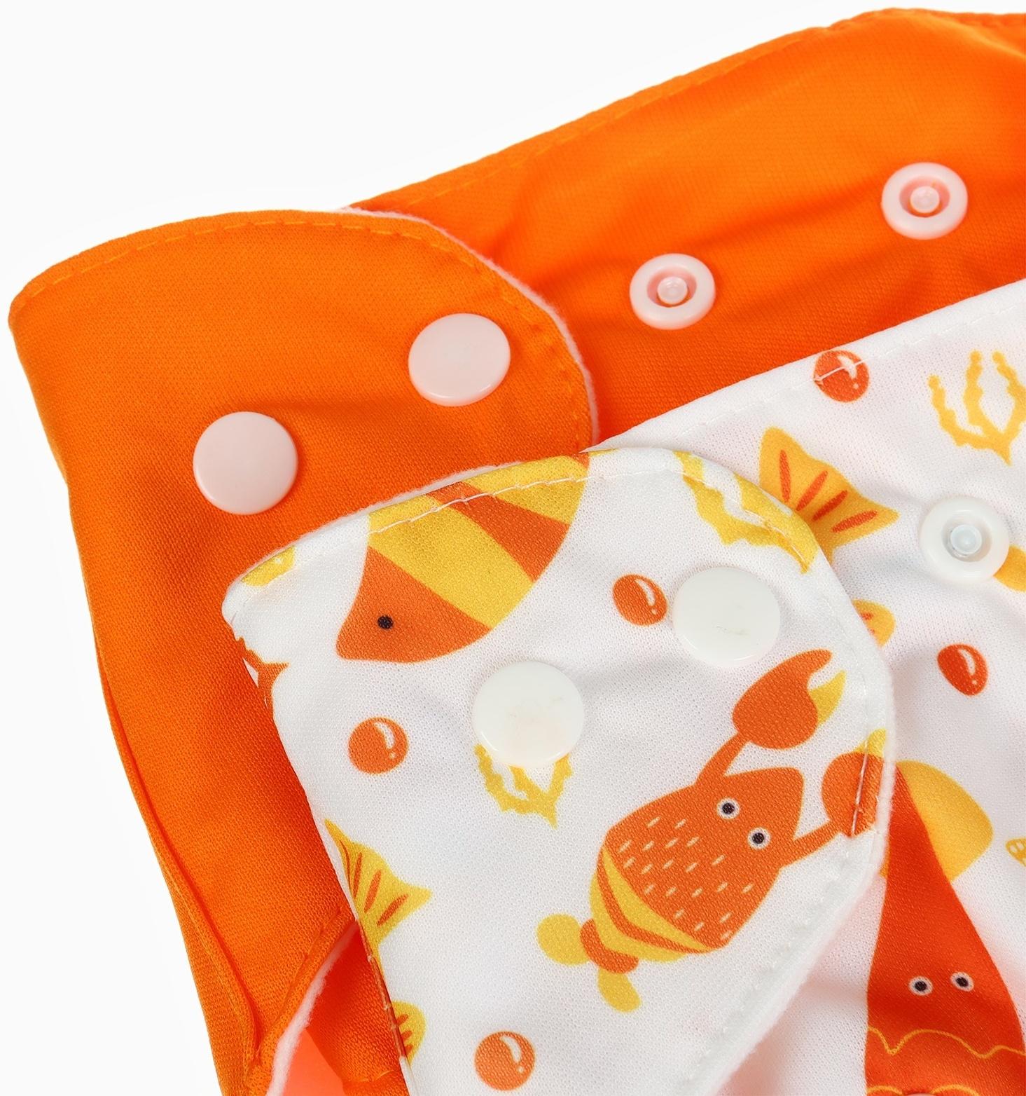 Набор многоразовых подгузников Крошка Я «Крабик», 3-8 кг, белый, оранжевый, 2 шт.
