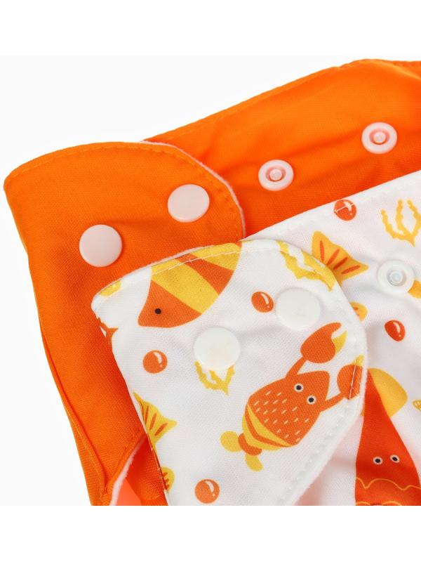 Набор многоразовых подгузников Крошка Я «Крабик», 3-8 кг, белый, оранжевый, 2 шт.