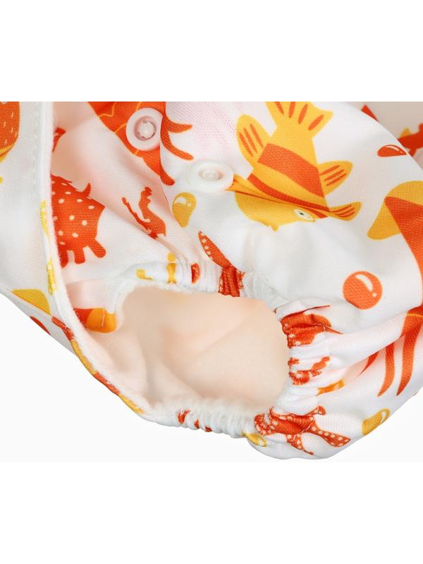 Набор многоразовых подгузников Крошка Я «Крабик», 3-8 кг, белый, оранжевый, 2 шт.