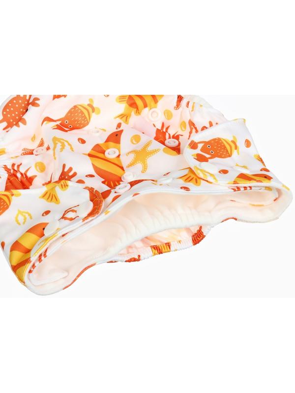 Набор многоразовых подгузников Крошка Я «Крабик», 3-8 кг, белый, оранжевый, 2 шт.