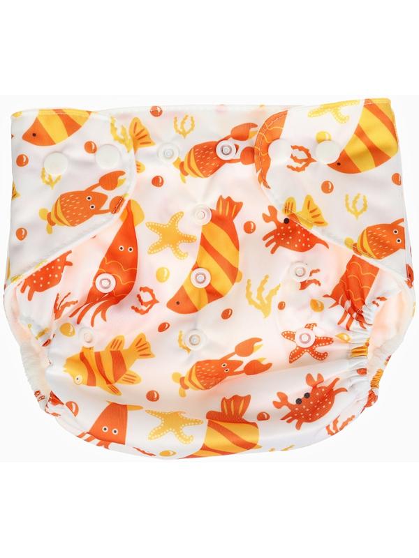 Набор многоразовых подгузников Крошка Я «Крабик», 3-8 кг, белый, оранжевый, 2 шт.