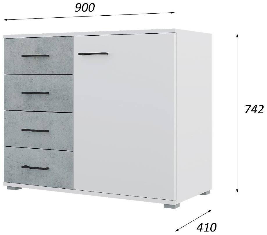 Спальный гарнитур «Бостон», комплект 5 предметов, цвет белый/бетон
