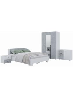 Спальный гарнитур «Бостон», комплект 5 предметов, цвет белый/бетон