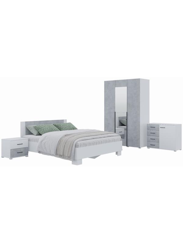 Спальный гарнитур «Бостон», комплект 5 предметов, цвет белый/бетон