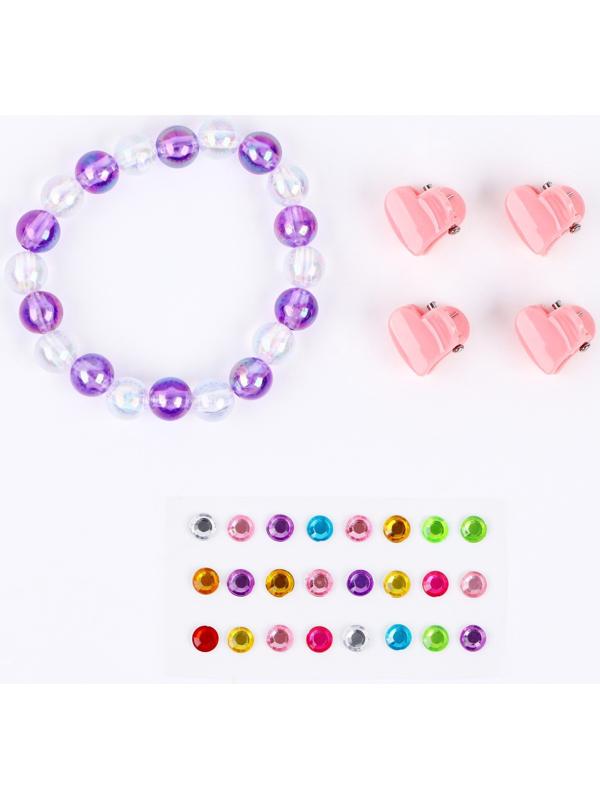 Детские накладные ногти «Милахи», 12 шт, набор с браслетом и заколками