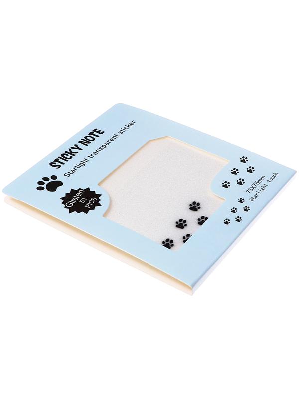 Блок с липким краем 75мм х 75мм 50л пластик прозрачные с блестками Лапки