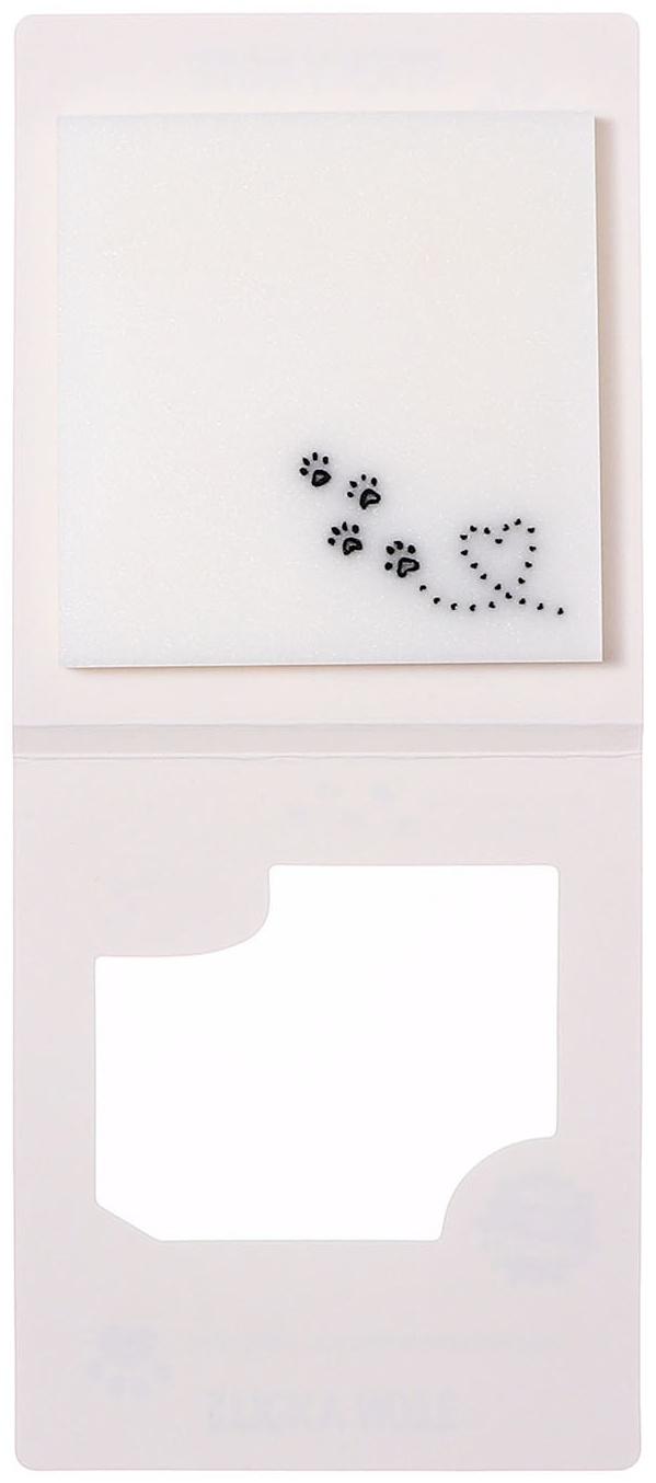 Блок с липким краем 75мм х 75мм 50л пластик прозрачные с блестками Лапки кошки