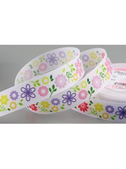 Лента репсовая «Венок», 25 мм × 23 ± 1 м, цвет разноцветный