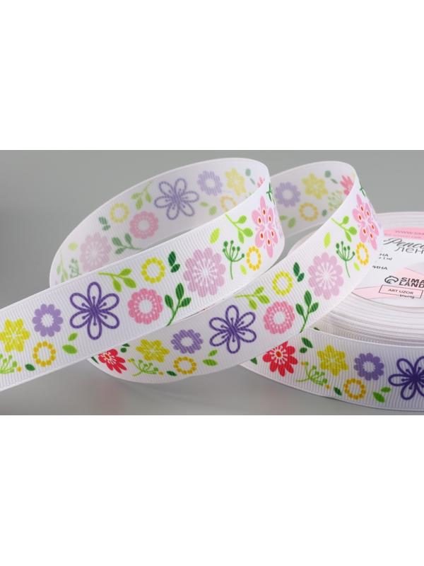 Лента репсовая «Венок», 25 мм × 23 ± 1 м, цвет разноцветный