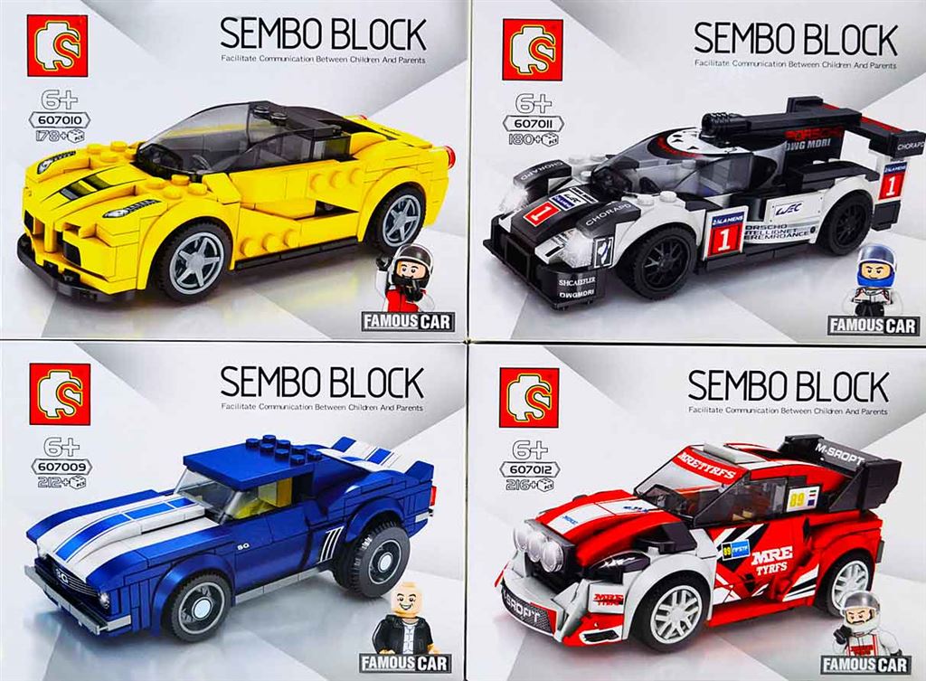 Конструктор Sembo Block «Спортивные машинки» 607009-12 / 4 вида