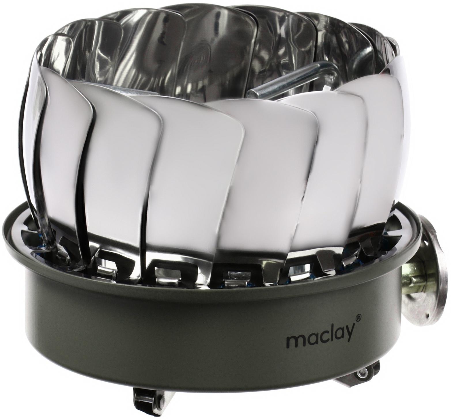 Плита газовая портативная maclay, для кемпинга, с ветрозащитой, 17×13 см, большая, круглая