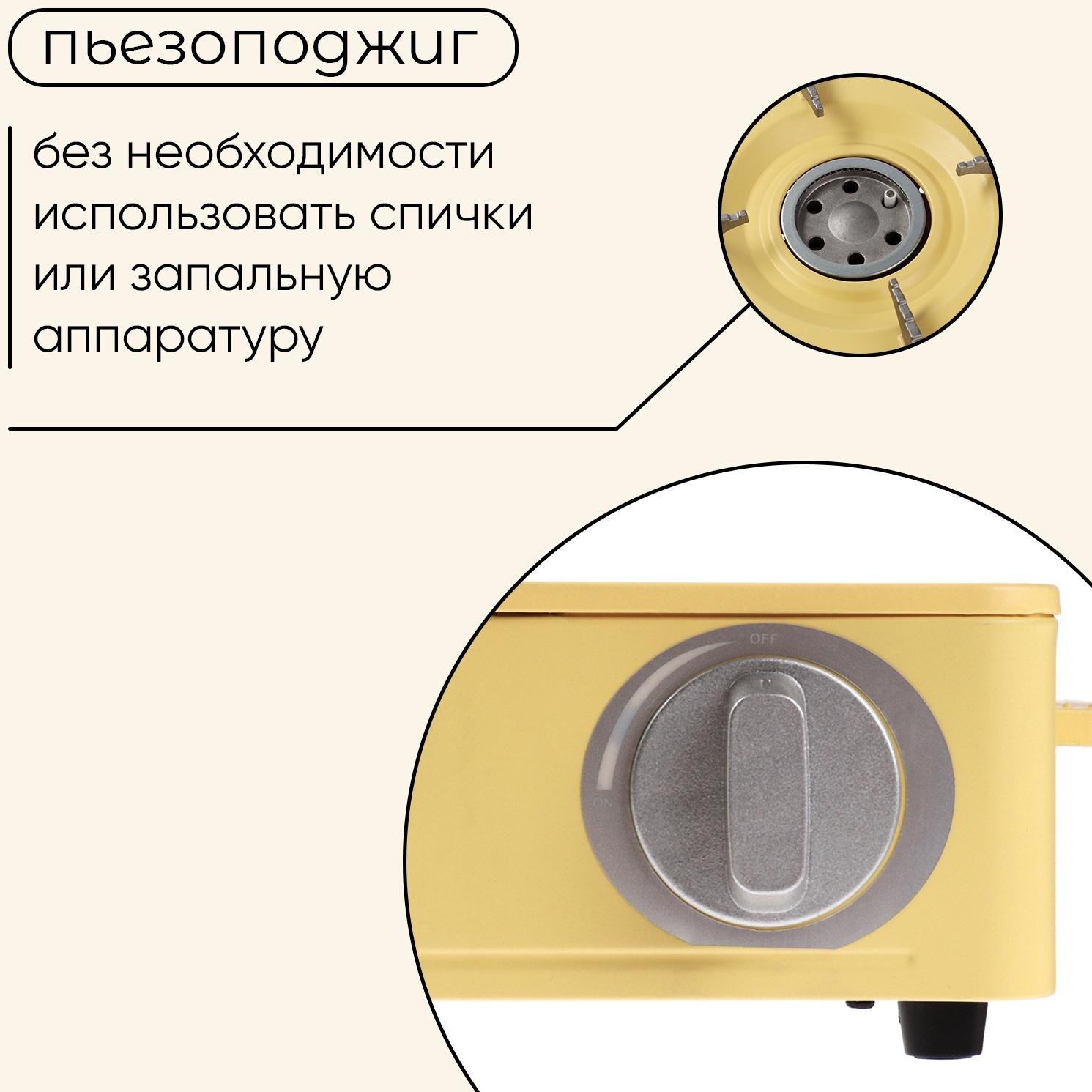 Плита газовая портативная maclay, для кемпинга, 20×32.5×10.5 см, бежевая
