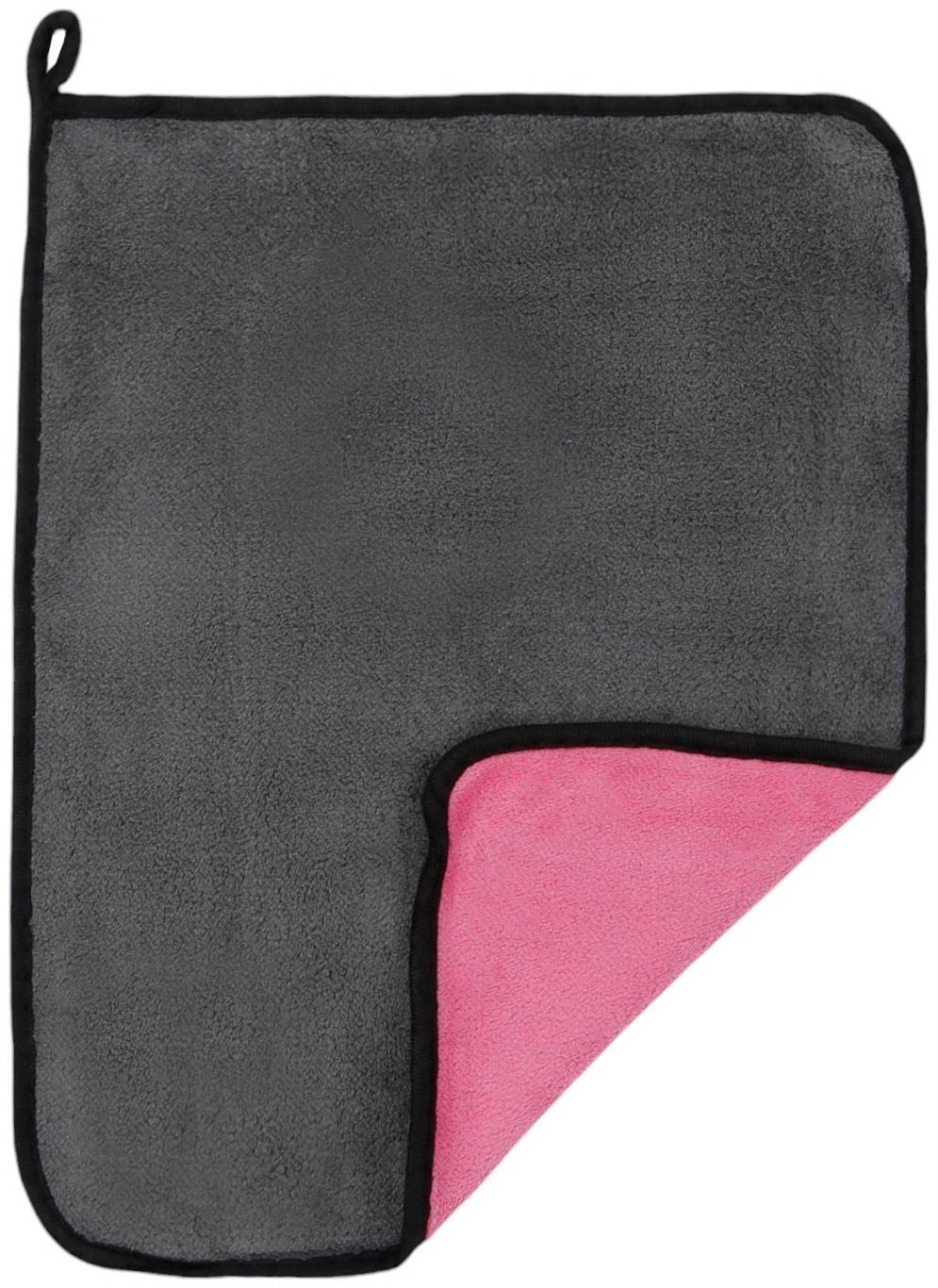 Тряпка для мытья авто, CARTAGE, микрофибра, 400 г/м², 30×40 cм, розово-серая