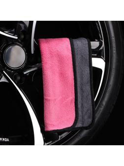 Тряпка для мытья авто, CARTAGE, микрофибра, 400 г/м², 30×40 cм, розово-серая