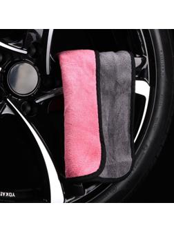 Тряпка для мытья авто CARTAGE, микрофибра, 30×40 см, розово-серый