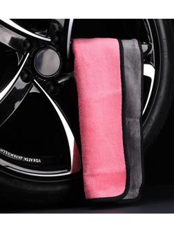 Тряпка для мытья авто CARTAGE, микрофибра, 40×60 см, розово-серый