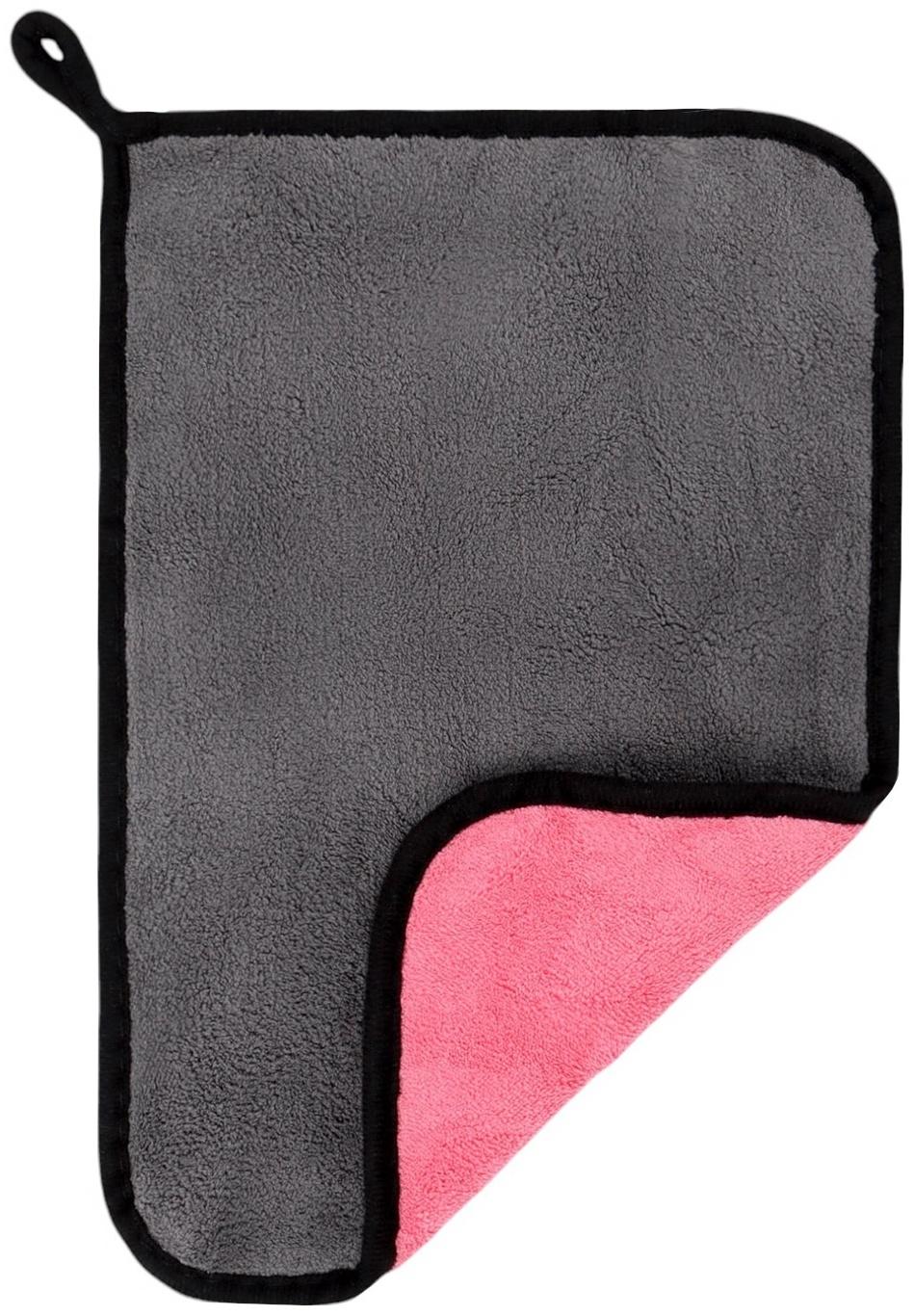 Тряпка для мытья авто CARTAGE, микрофибра, 800 г/м², 20×30 см, розово-серый