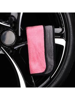 Тряпка для мытья авто CARTAGE, микрофибра, 800 г/м², 20×30 см, розово-серый