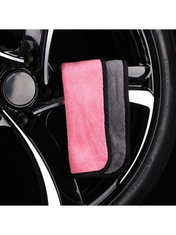 Тряпка для мытья авто CARTAGE, микрофибра, 800 г/м², 20×30 см, розово-серый