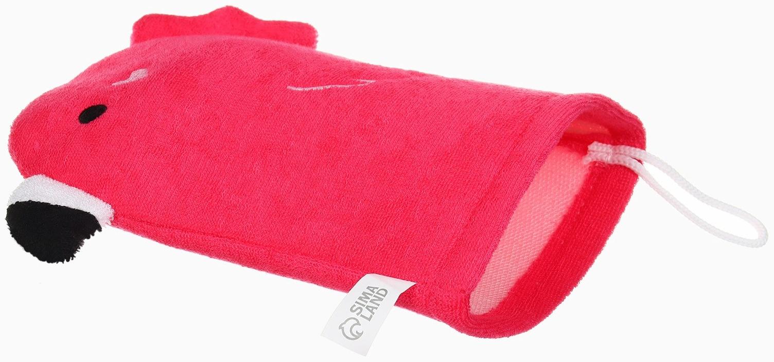 Детская мочалка для купания Крошка Я «Фламинго», махра