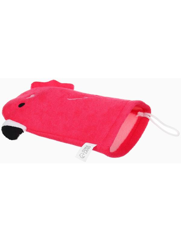 Детская мочалка для купания Крошка Я «Фламинго», махра