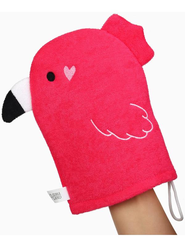 Детская мочалка для купания Крошка Я «Фламинго», махра