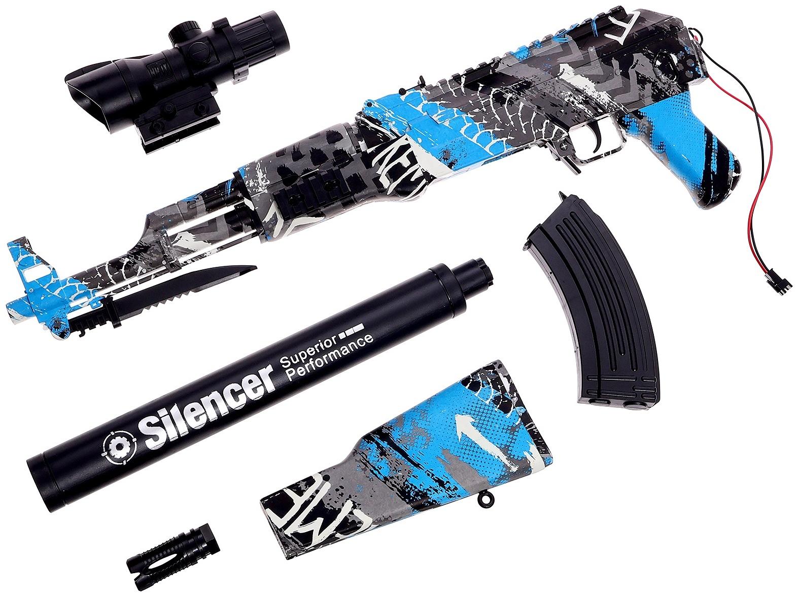 Автомат «АК-47», работает от аккумулятора, стреляет гелевыми пульками