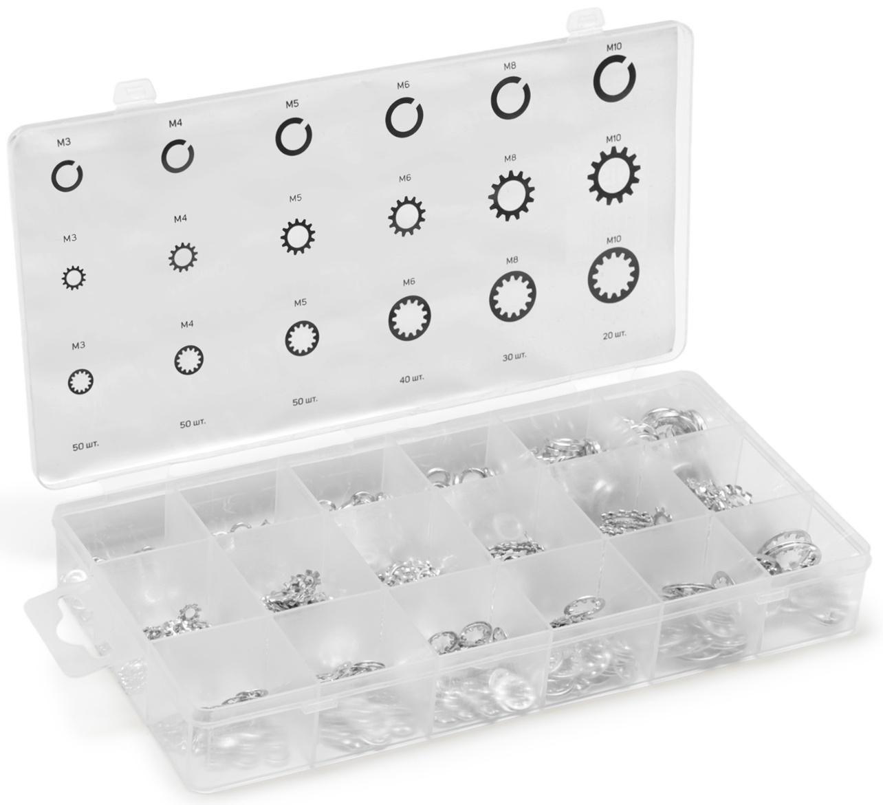 Набор гроверы и корончатые шайбы ТУНДРА krep, 720 предметов