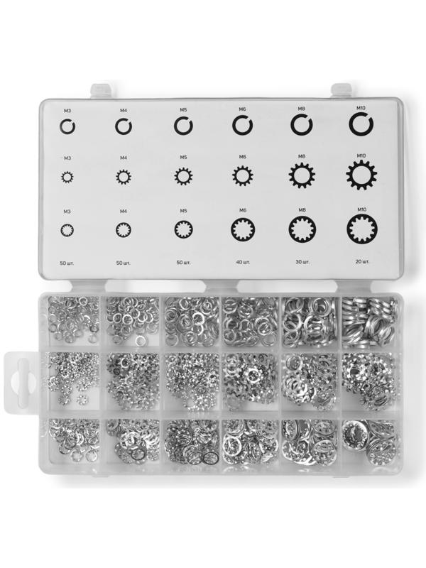 Набор гроверы и корончатые шайбы ТУНДРА krep, 720 предметов