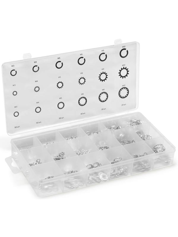 Набор гроверы и корончатые шайбы ТУНДРА krep, 720 предметов