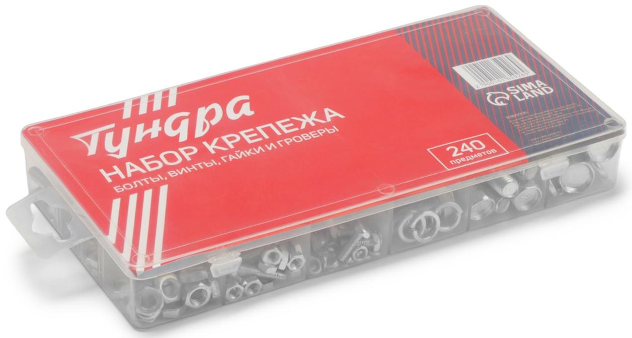 Набор болтов, винтов, гаек и гроверов ТУНДРА krep, 240 предметов